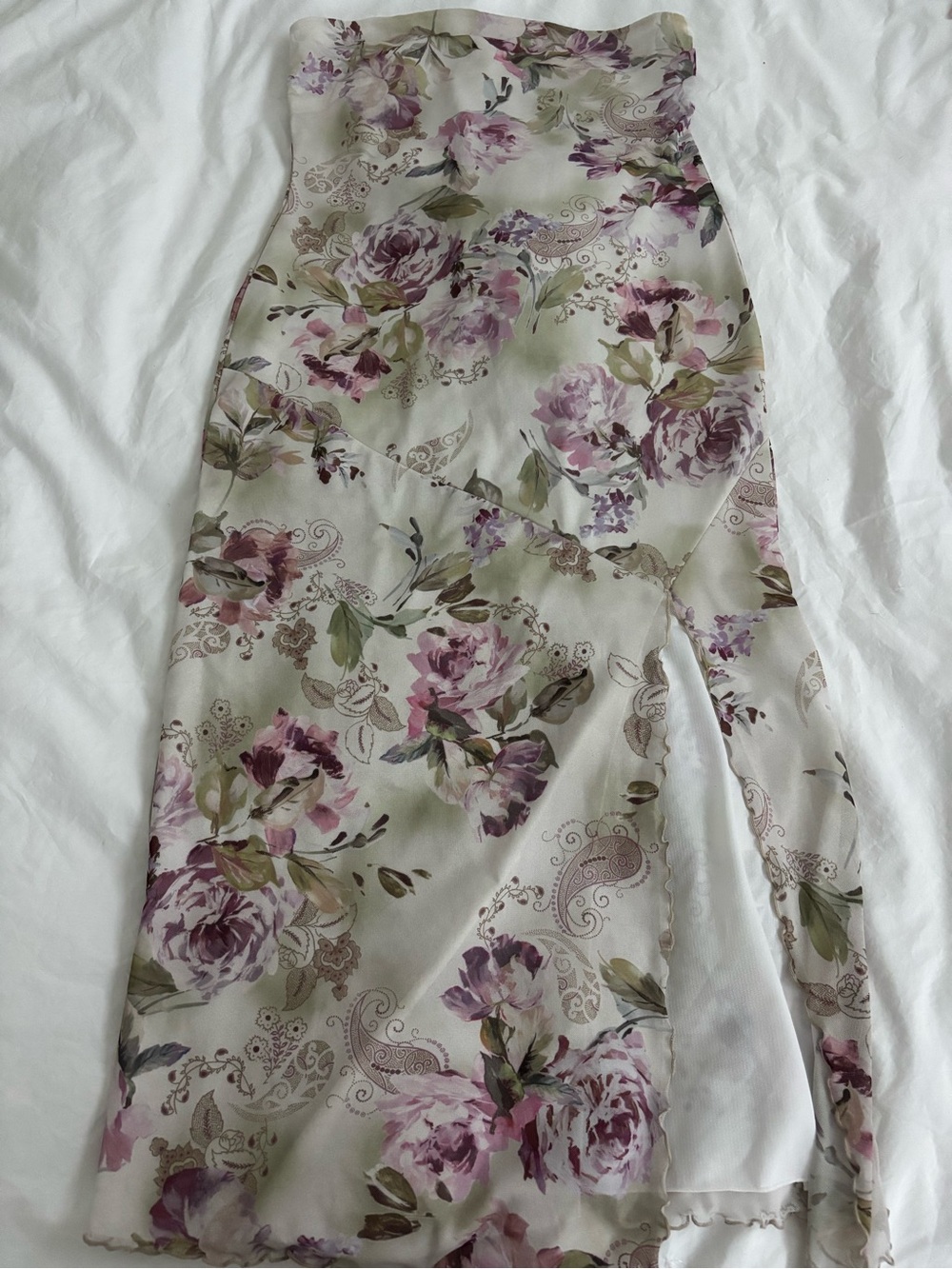 Urban Outfitters Cream Midi Dress Purple & Green Floral Print